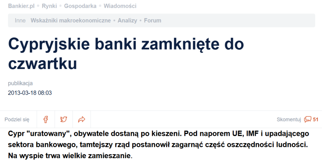 Cypr blokada kont bankowych